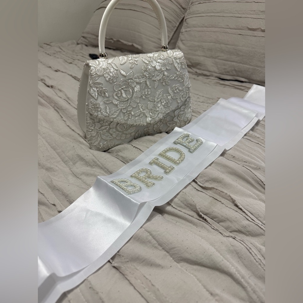 Bridal mini bag and sash bundle